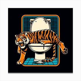 Tiger In The Toilet 4 Canvas Print