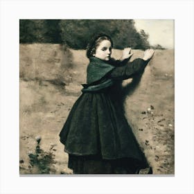 Girl Leaning Against A Wall Canvas Print