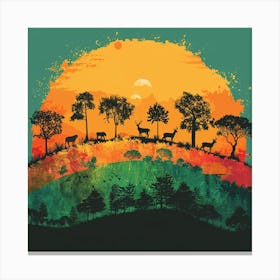 Sunset In The Forest Canvas Print