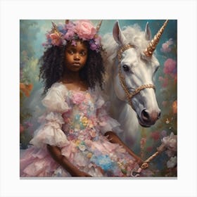 Girl With A Unicorn Canvas Print