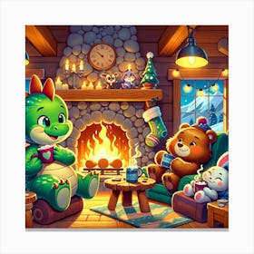 little dragon fireplace Canvas Print
