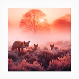 Foxes In The Mist Canvas Print