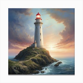 Lighthouse At Sunset Canvas Print