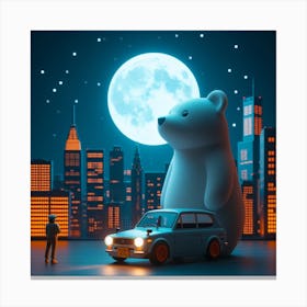 Teddy Bear At Night Canvas Print