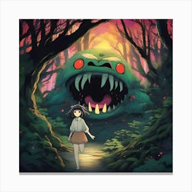 Girl and a Monster Canvas Print