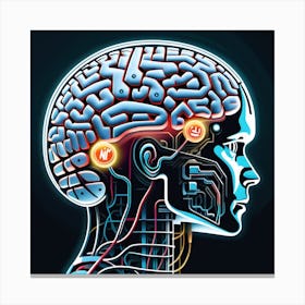Human Brain With Electronic Circuits Canvas Print