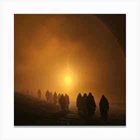 People Walking In The Snow Canvas Print