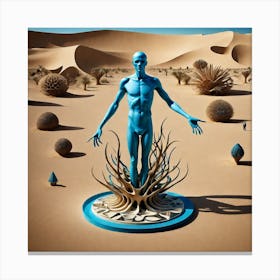 Blue Man In The Desert 5 Canvas Print