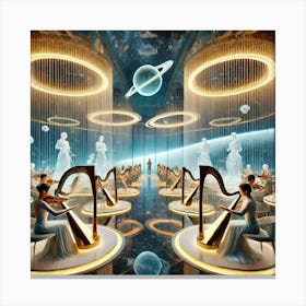 A Luxurious Futuristic Restaurant Showcasing Live Canvas Print