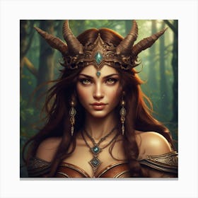 Demon Horned Woman Canvas Print