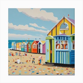 Brighton Beach Series in Style of David Hockney Canvas Print