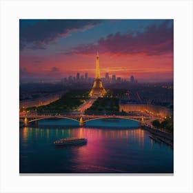 Paris At Sunset Canvas Print