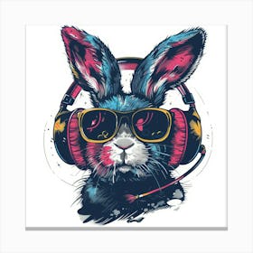 Rabbit With Headphones 5 Canvas Print