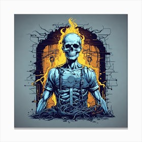 Skeleton In Flames Canvas Print