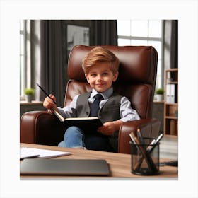 Boy in office Canvas Print