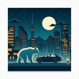 Polar Bear In The City 1 Canvas Print