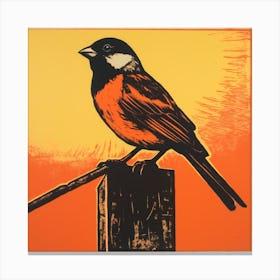 Retro Bird Lithograph House Sparrow 2 Canvas Print