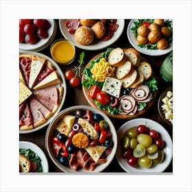 Top View Of A Plate Of Food Canvas Print