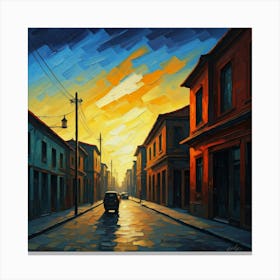 Sunset On The Street Canvas Print