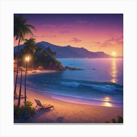 Sunset At The Beach Canvas Print