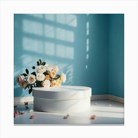 White Box With Flowers 6 Canvas Print