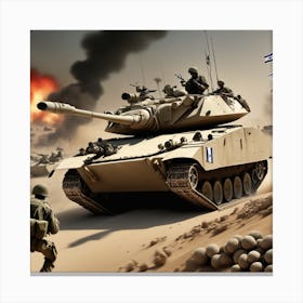 Israeli Tanks In The Desert 12 Canvas Print