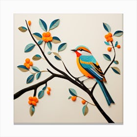 Peruvian Textile Art, Bird On a Branch, folk art, 132 Canvas Print