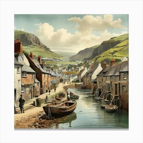 Beer Fishing Village In Devon England Vintage Art Print Canvas Print