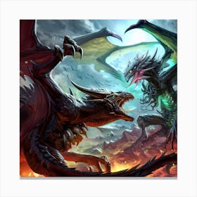 Two Dragons Fighting 9 Canvas Print