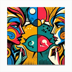 Two Women Talking To Each Other Canvas Print