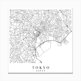 Tokyo Japan Street Map Minimal Square Canvas Print