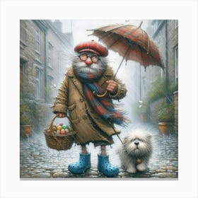 Old Man With Umbrella 1 Canvas Print