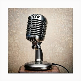 Vintage Microphone With A Timeless Classic Gray Design Grasping The Elegance Of Past Eras Detailed Canvas Print