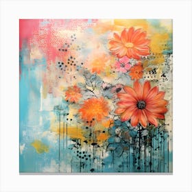 Vintage Bright Flowers 12 Canvas Print