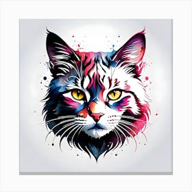 Colorful Cat Head 1 Canvas Print
