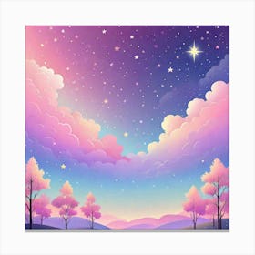 Sky With Twinkling Stars In Pastel Colors Square Composition 132 Canvas Print