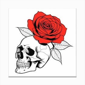 Skull And Rose Canvas Print