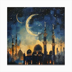 Muslim Mosque At Night 3 Canvas Print