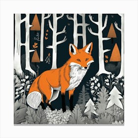 Fox In The Forest 4 Canvas Print