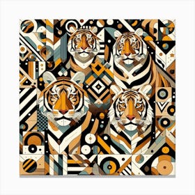 Geometric Art Tigers in the jungle 1 Canvas Print