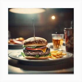 Burger On A Plate 71 Canvas Print