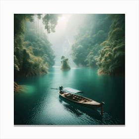 Boat In The Lake Art Print Canvas Print
