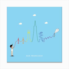 San Francisco Skyline Kite Canvas Print