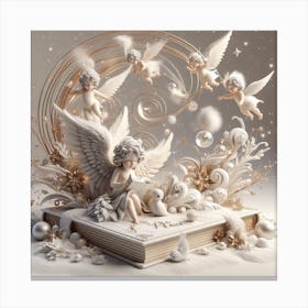 Angels On A Book 3 Canvas Print