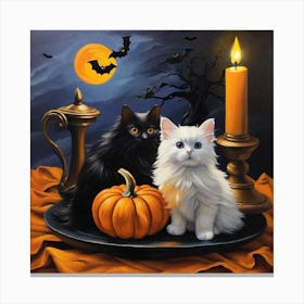 Cat And Pumpkin Canvas Print