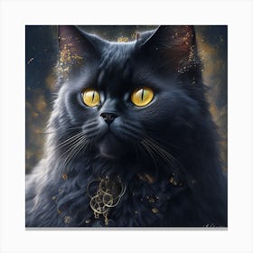 Black Cat With Golden Eyes Canvas Print