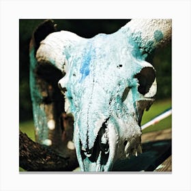 Blue Ram Skull Canvas Print