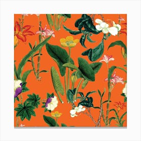Vintage Floral Orange Canvas Print