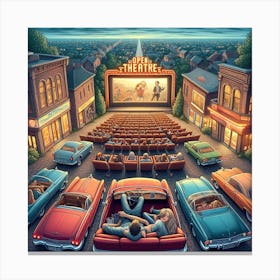 Night movies at open theatre Canvas Print