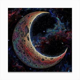 Psychedelic Moon Coloured In Space Canvas Print
